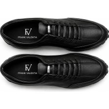 Frank Valentia FV005 Erkek Siyah Bağcıklı Günlük Hakiki Deri Kalın Taban Casual Sneaker Ayakkabı
