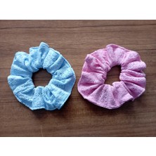 Nacario Büyük Boy Lastik Toka, Mavi ve Pembe, Dantel Desenli, 2'li Set