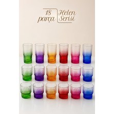 PLT Design Helen 18 Parça 6 Renk Cam Kokteyl Su Meşrubat Bardağı Seti