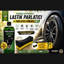 Akgüneş Motogaraj 1 Lt Lastik Parlatıcı + Lastik Parlatma Süngeri Seti | Derin Parlaklık ve Uzun Süreli Koruma