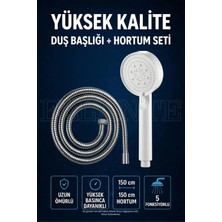 Ellante Turbo Fan 5 Fonksiyonlu Su Tasarruflu Duş Başlığı Turbo El Duşu + Duş Hortumu Yüksek Kalite