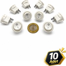 Tabis Yuvarlak Işıksız Anahtar | Beyaz | 2 Pin 23 mm | 10 Adet | Aç Kapa On-Off Işıksız Switch Buton