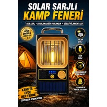 Ellante Solar Şarjlı Kamp Feneri USB Şarjlı Dimmerli Filament LED Taşınabilir Kamp Lambası Acil Durum Aydınlatma Işığı