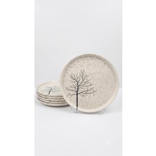 Tezyinat Wood Bengü Zühre 6'lı Porselen Pasta Tabağı Seti
