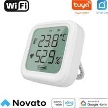 Novato Wifi LCD Ekranlı Pilli Sıcaklık ve Nem Sensörü ( Tuya, Smart Life Uyumlu )