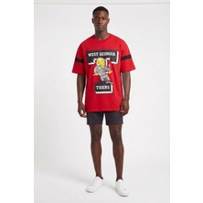 Blow Up Future Gen Tigers Kırmızı Oversize Erkek T-Shirt 141582
