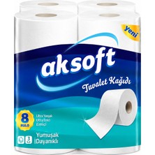 Aksoft Tuvalet Kağıdı 2 Katlı 8'li Paket