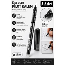 ArtMaster Siyah Pilot Kalem Iğne Uçlu 3 Adet Stilo Pilot Kalem 0.5mm Ince Uçlu Pilot Kalem Likit Mürekkepli Pilot Kalem