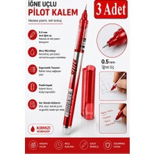 ArtMaster Kırmızı Pilot Kalem Iğne Uçlu 3 Adet Stilo Pilot Kalem 0.5mm Ince Uçlu Pilot Kalem Likit Mürekkepli Pilot Kalem