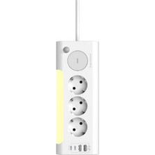 Tuncmatik S-Link PRZ06 3 Soketli 2 USB 2 Type-C PD20 2m 306 Joule Tam Bakır Kablolu Beyaz Akım Korumalı Priz