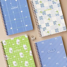 Paperora A5 Spiralli Karton Kapak 4'lü Set Kareli Okul Defteri 80 Yaprak - Ders Programlı Mavi