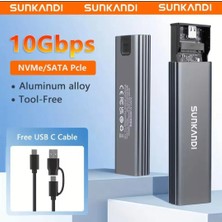 Essager SUNKANDI M.2 Ssd Nvme+M.2 Sata Muhafaza KUTUSU CE Lisanslı Çift Protokol 2280/2260/2242/2230/ 10Gbps Gen 3x2 Yüksek Hızlı Son Nesil Teknoloji Metal Sağlam Orjinal
