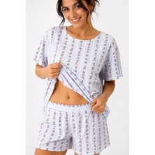 Bella Notte Vintage Rose Şortlu Kısa Kollu Pijama Takımı