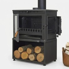 Dorello Odun Kömür Sobası Tam Pik Döküm Odunluklu Şömine Sobası DRL-041YKST