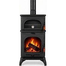 Dorello Termostatlı Fırınlı Tek Camlı Pik Döküm Odun Kömür Sobası - DRL-023