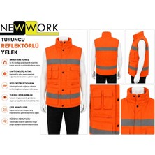 Newwork Imperteks Kapitoneli Reflektörlü Turuncu Yelek
