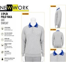 Newwork 3 Iplik Kışlık Polo Yaka (Yakası Çizgili) Gri Sweat