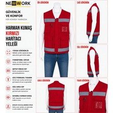 Newwork Harman Kumaş Reflektörlü Kırmızı Haritacı Iş Yeleği