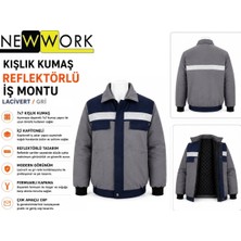 Newwork 7/7 Gri-Lacivert Kapitoneli Çift Renk Reflektörlü Iş Montu