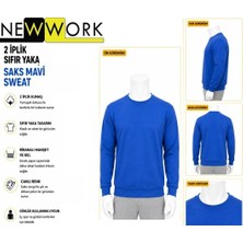 Newwork Sıfır Yaka 2 Iplik Saks Mavi Sweat