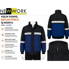 Newwork Harman Kumaş Kapitoneli (Gizli Kapüşonlu) Lacivert/siyah Iş Montu