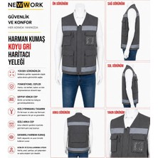 Newwork Harman Kumaş Reflektörlü Gri Haritacı Iş Yeleği