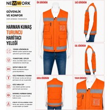 Newwork Harman Kumaş Reflektörlü Turuncu Haritacı Iş Yeleği