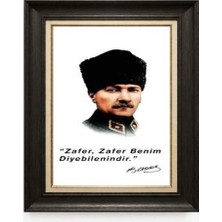 Giyense Tablore Siyah Varaklı Paspartulu Çerçeveli Atatürk Tablo A210