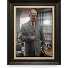 Giyense Tablore Siyah Varaklı Paspartulu Çerçeveli Atatürk Tablo A220