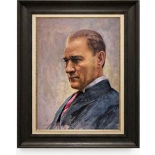 Giyense Tablore Siyah Varaklı Paspartulu Çerçeveli Atatürk Tablo A321