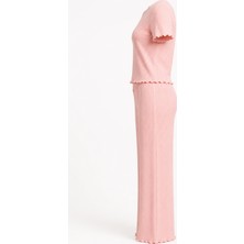 Mjamass Pudra Pamuk Ajurlu Kaşkorse Kadın Pijama Takımı