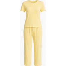 Mjamass Sarı Kaşkorse Pamuklu Yumoş Pijama Takımı