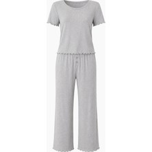 Mjamass Gri Kaşkorse Pamuklu Yumoş Pijama Takımı