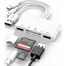 Blue Wings Type-C USB Lightning Otg Iphone Tf Sd Micro Kart Okuyucu Card Çevirici Dönüştürücü Adaptör