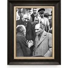 Giyense Tablore Siyah Varaklı Paspartulu Çerçeveli Atatürk Tablo A156