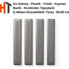 Hayat Trafik Gri Gümüş - Plastik - Tırtıklı - Bantlı - Hissedilebilir Yüzey  30X30 cm