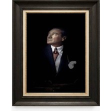 Giyense Tablore Siyah Varaklı Paspartulu Çerçeveli Atatürk Tablo A310