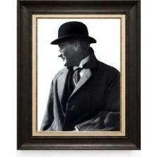 Giyense Tablore Siyah Varaklı Paspartulu Çerçeveli Atatürk Tablo A181