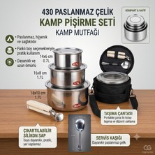 Lic Life in Camp Paslanmaz Çelik Kamp ve Doğa Pişirme Seti (9 Parça Premium Büyük Set) Taşıma Çantalı