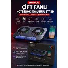 orbi Laptop Soğutucu Çift Fanlı Telefon Standlı Rgb Ayarlanabilir Dizüstü Bilgisayar Soğutma Fanı RB-600