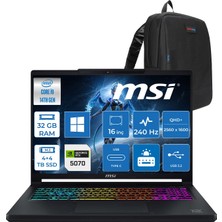 MSI Msı Crosshaır 16 Hx E14WGK-046XTR Intel Core I9-14900HX 24GB Ddr5 4tb Ssd+4tb SSD 8GB/RTX5070 115W 16” Qhd+ (2560X1600), 240Hz, Ips-Level WINDOWS11PRO Gaming ZW046XTRP08+ZETTAÇANTA