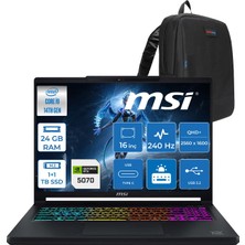 MSI Msı Crosshaır 16 Hx E14WGK-046XTR Intel Core I9-14900HX 24GB Ddr5 1tb SSD +1tb SSD 8GB/RTX5070 115W 16” Qhd+ (2560X1600), 240Hz, Ips-Level Freedos Gaming ZW046XTRF04+ZETTAÇANTA