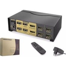 Hadron HDX1376 2+2 USB Port  HDMI Kvm Switch Dual Monitör 2+2 HDMI  Kablolu Siyah