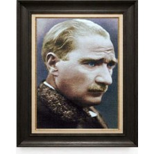 Giyense Tablore Siyah Varaklı Paspartulu Çerçeveli Atatürk Tablo A192