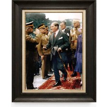 Giyense Tablore Siyah Varaklı Paspartulu Çerçeveli Atatürk Tablo A266