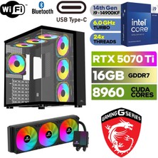 Şafak-Gaming "galaxy-Tıtan" |intel I9 14900KF-RTX 5070Tİ 16GB-MSİ B760-32GB Ram-1tb M.2 SSD - 360MM Sıvı Soğutma -Win 11 Pro