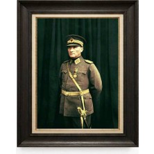 Giyense Tablore Siyah Varaklı Paspartulu Çerçeveli Atatürk Tablo A328