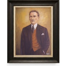 Giyense Tablore Siyah Varaklı Paspartulu Çerçeveli Atatürk Tablo A382