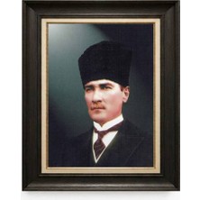 Giyense Tablore Siyah Varaklı Paspartulu Çerçeveli Atatürk Tablo A251