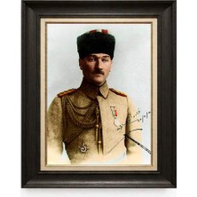 Giyense Tablore Siyah Varaklı Paspartulu Çerçeveli Atatürk Tablo A90